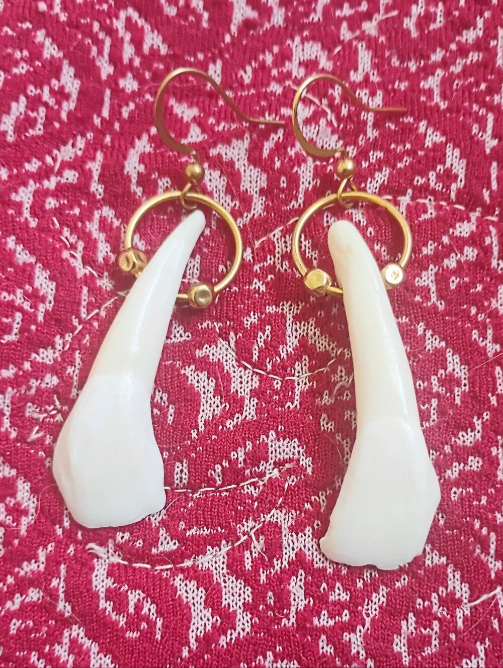 Handmade Small Buffalo Tooth Dangle Earrings